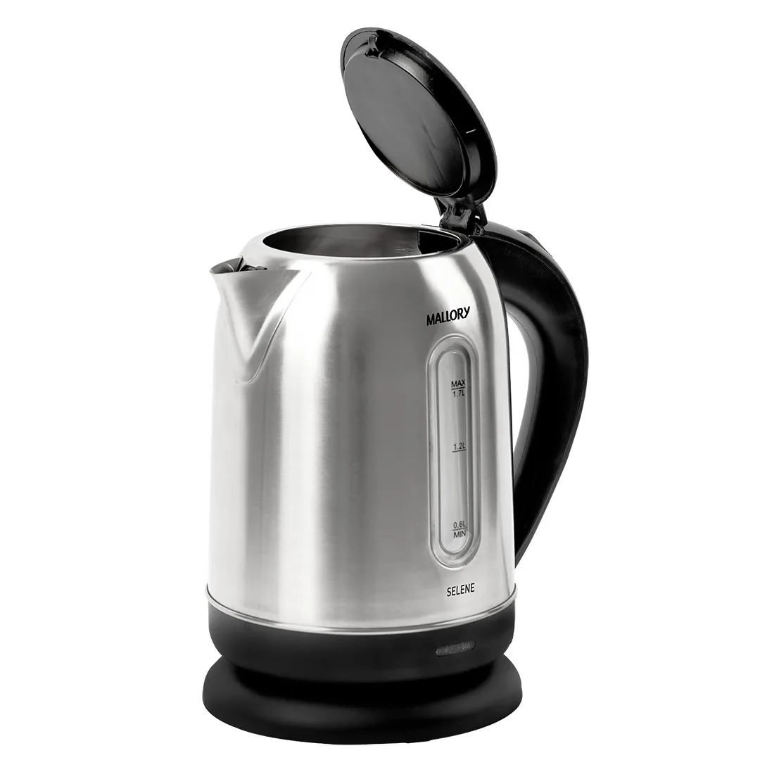 Chaleira Elétrica Selene - 1,7L, Aço Inoxidável, Base Rotativa 360º, Desligamento Automático