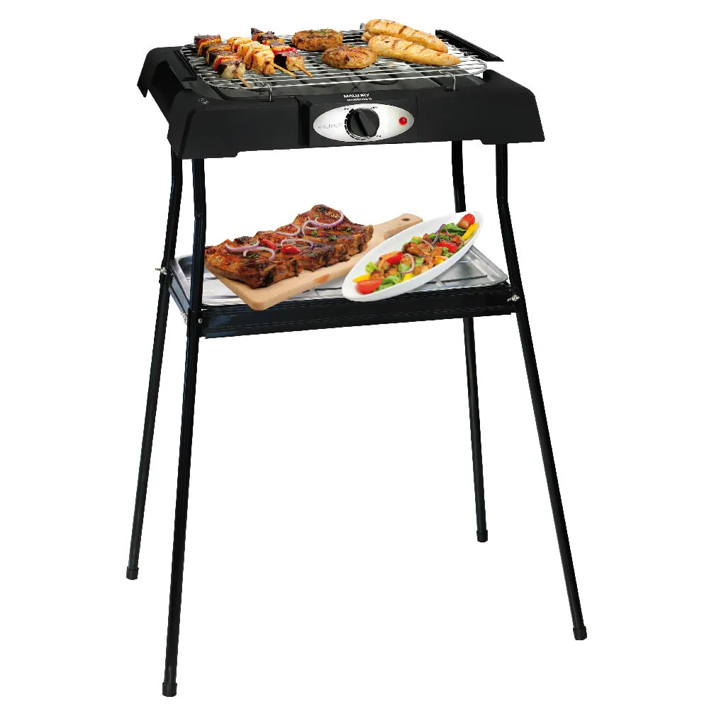 Churrasqueira Elétrica Montana II Preto, 2 em 1 Mesa e Suporte com 82cm de altura