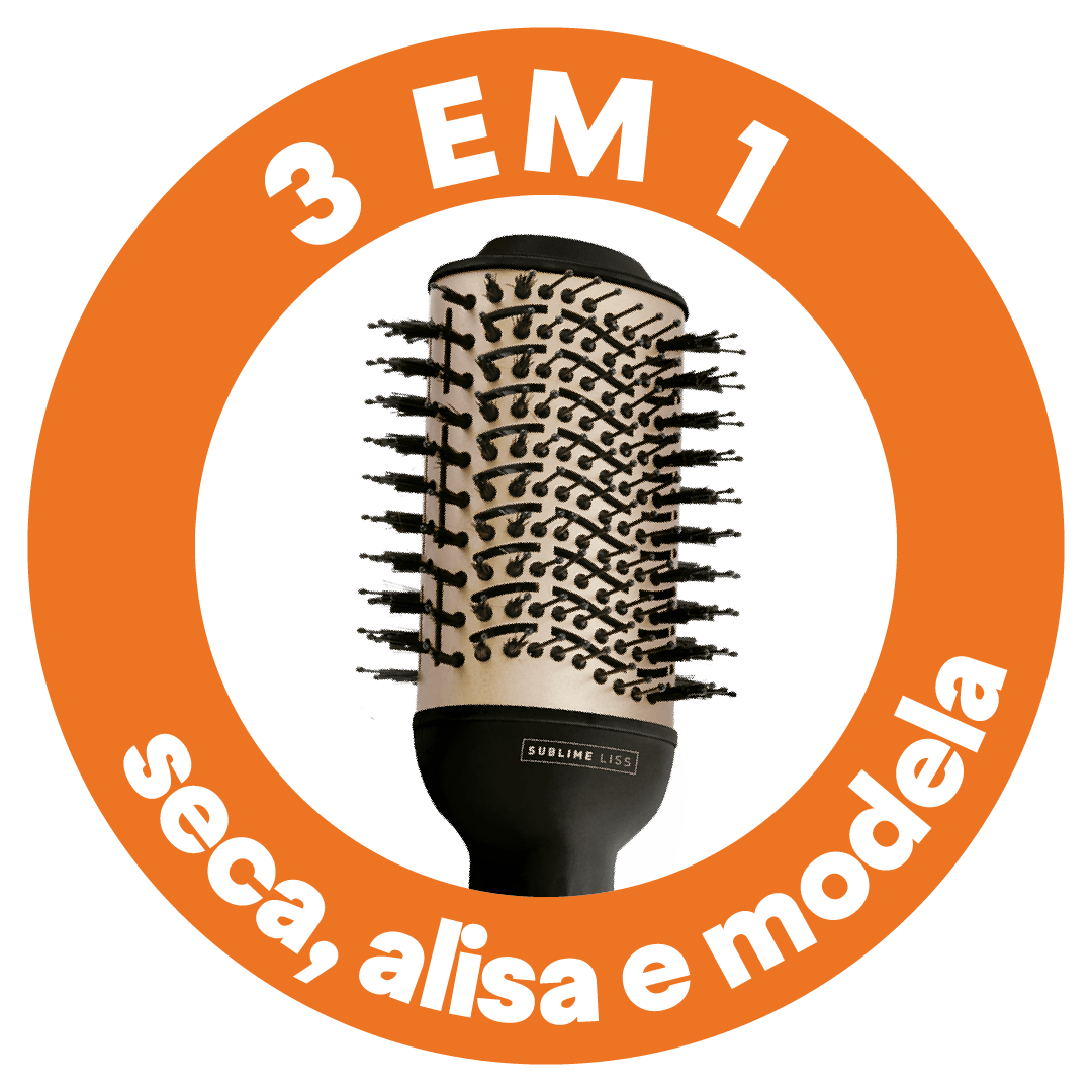 Escova Secadora Sublime Liss 3 em 1, 1200W, 2 Velocidades, Cerdas Mistas, Íon Tourmaline, 3 Temperaturas