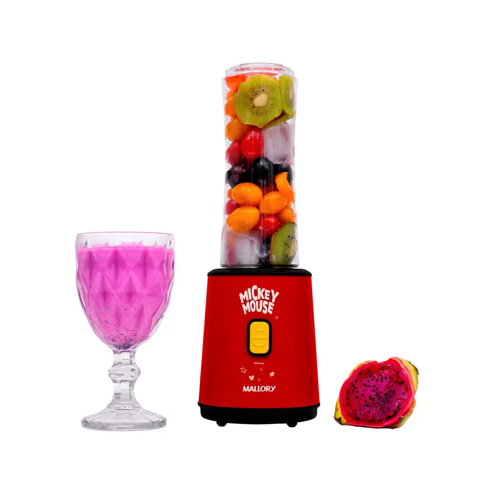 Liquidificador Individual Mickey Mouse - 2 Copos: 400ml e 600 ml, 300W de potência, Pés antiderrapantes, Comprimento do cabo de 122cm