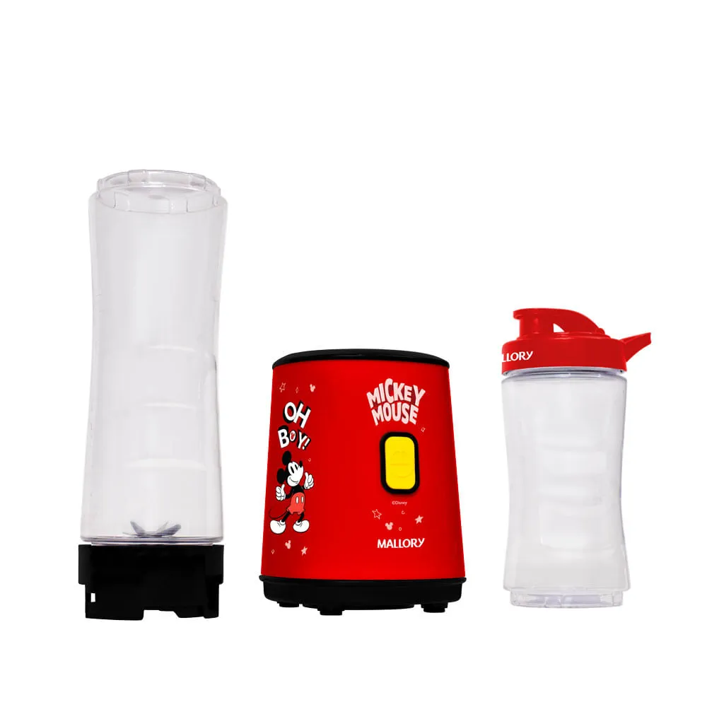 Liquidificador Individual Mickey Mouse - 2 Copos: 400ml e 600 ml, 300W de potência, Pés antiderrapantes, Comprimento do cabo de 122cm