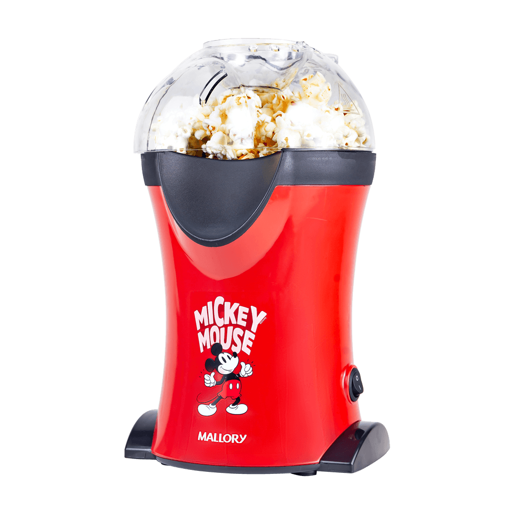 Pipoqueira Elétrica Mickey Mouse - Pipocas Sequinhas e Sem Óleo, Bocal Expedidor, Copo Medidor para Manteiga e Pés Antiderrapantes