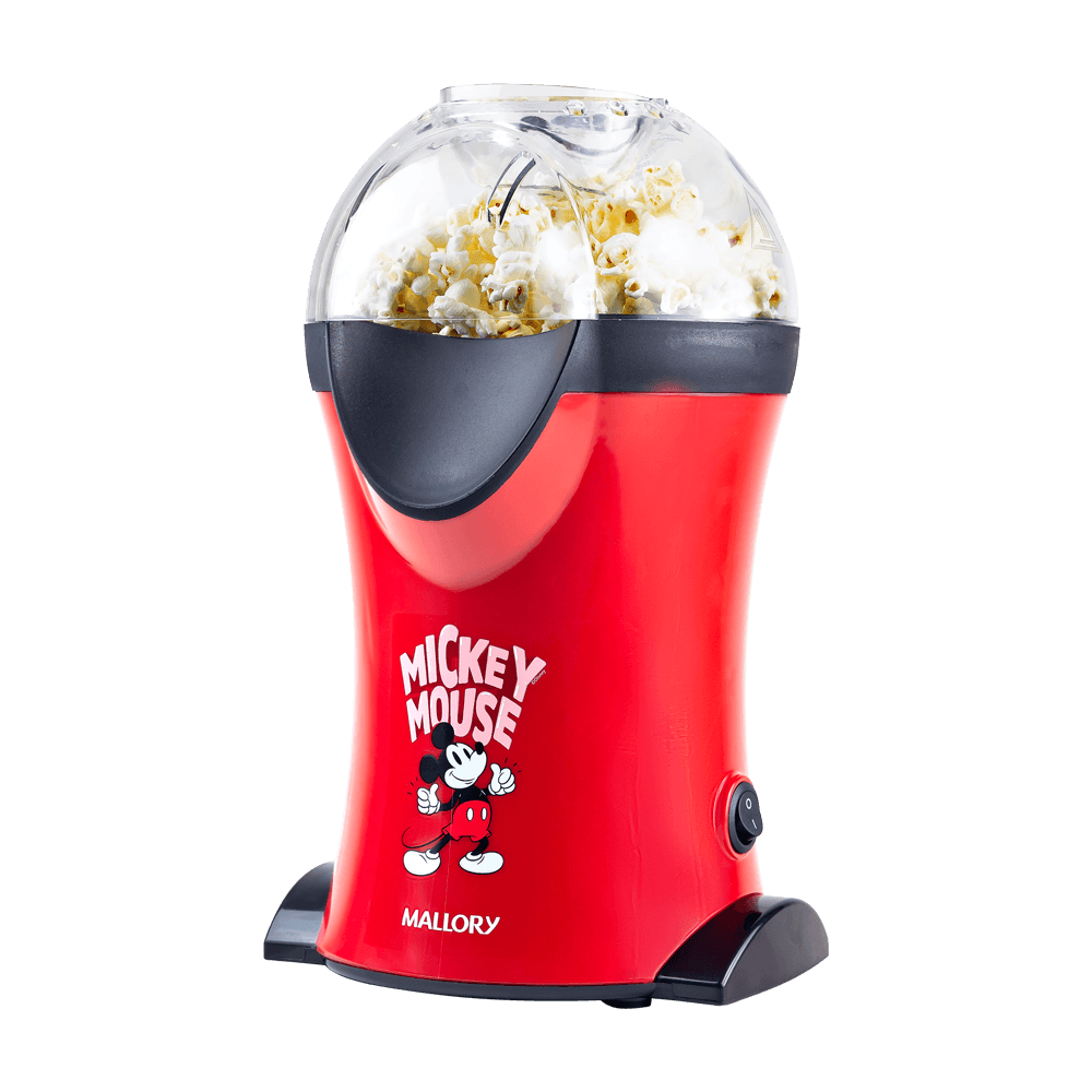 Pipoqueira Elétrica Mickey Mouse - Pipocas Sequinhas e Sem Óleo, Bocal Expedidor, Copo Medidor para Manteiga e Pés Antiderrapantes