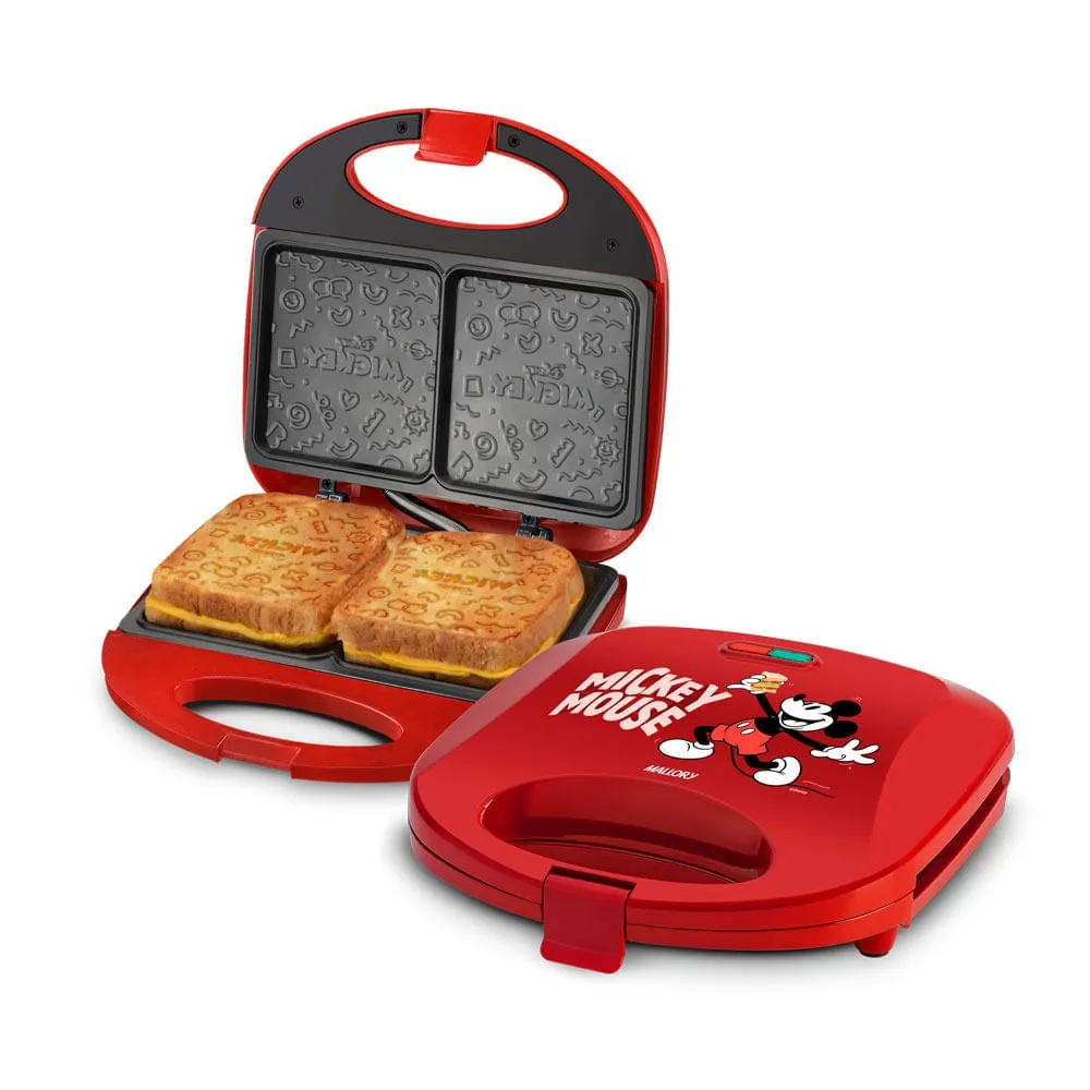 Sanduicheira Elétrica Mickey Mouse Funny Plates - Placas com Design, Superfície Antiaderente, Luzes LED, Alça com Toque Frio
