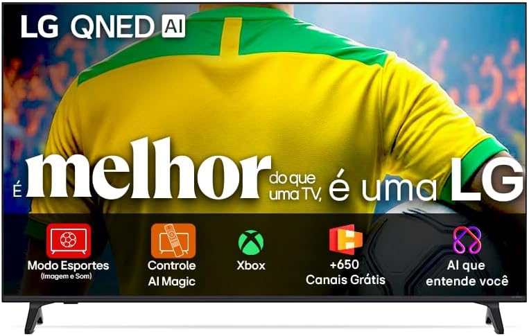 Smart TV 4K 50" LG QNED73 Portal de Games Processador AI α7 Gen8 4K Super Upscaling Google Cast Integrado Controle AI Magic WebOS 25 Modo Esportes Alerta de Esportes
